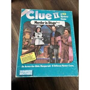 VNTG Clue 2 Murder in Disguise VCR Mystery Game Parker Bros MISSING 2 BLUE CARDS